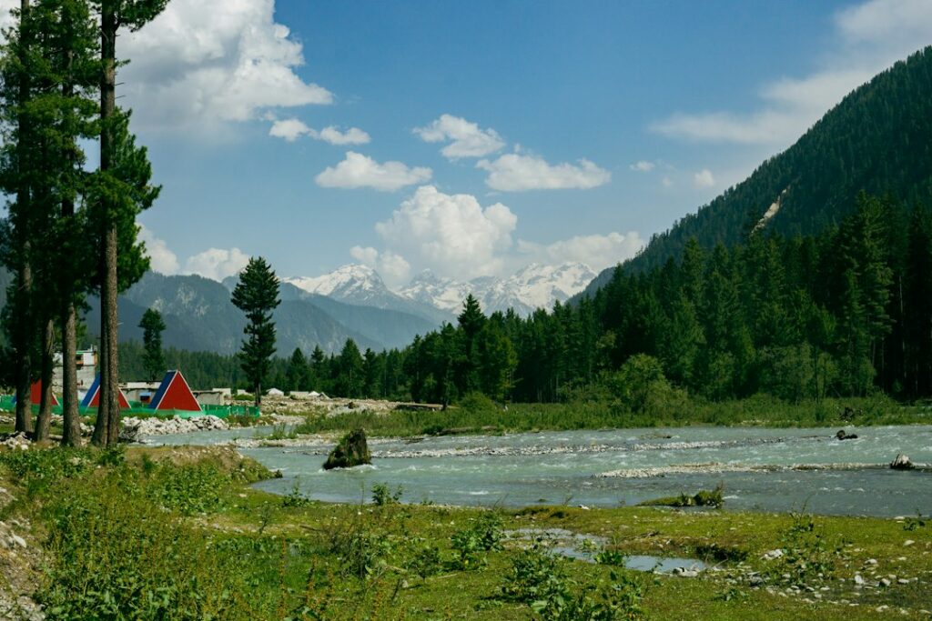 Green mountains and lake scenery in Swat Valley Pakistan