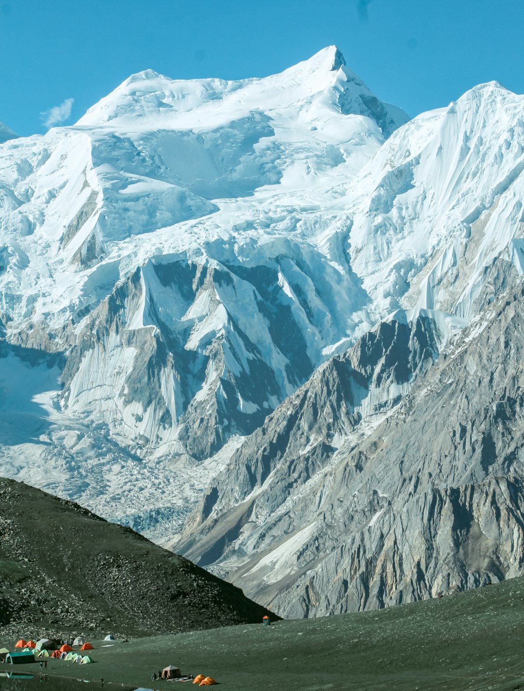 Karakoram mountain campsite on the Laila Peak Base Camp trekking route