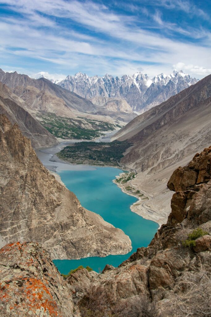 Turquoise mountain lake in northern Pakistan